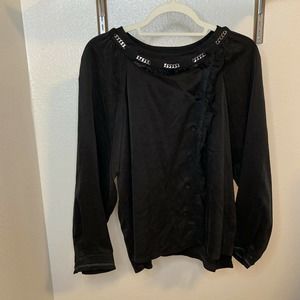 COACH 1941 100% Silk, Chain and Lace Long Sleeve Black Blouse Size 4/ Small NWT